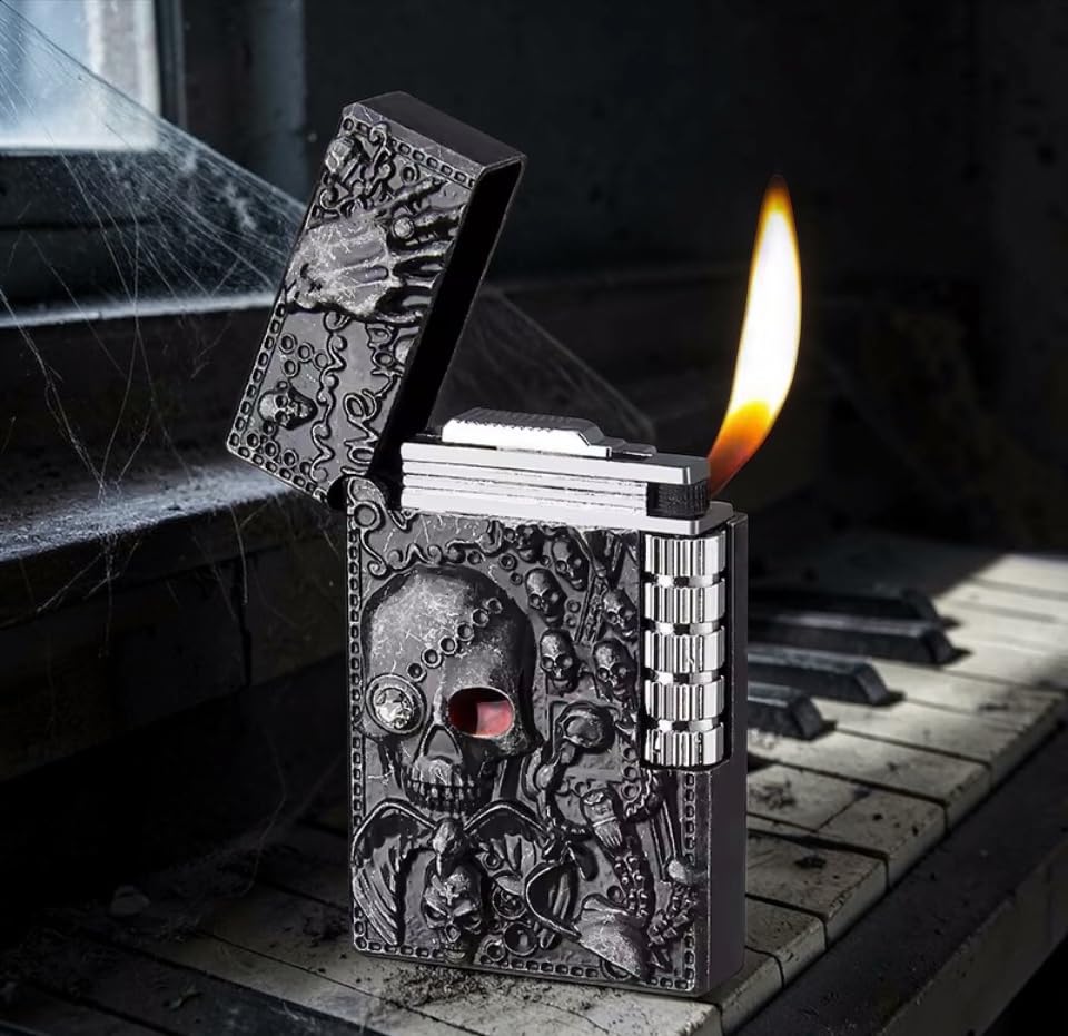 Encendedor Calavera de Metal Recarcable Estilo Gótico miniatura 6