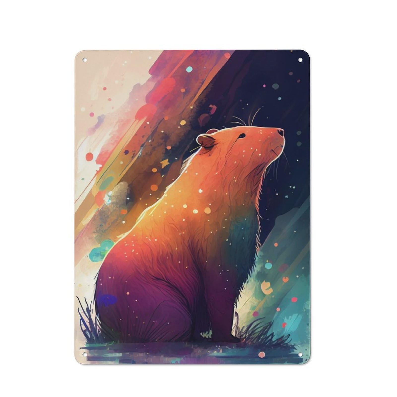 Junmoney Capybara Colorful Metal Wall Sign 40X30cm Featuring For Living Room Wall, A Decorative Gift For A Newly Furnished Living Room