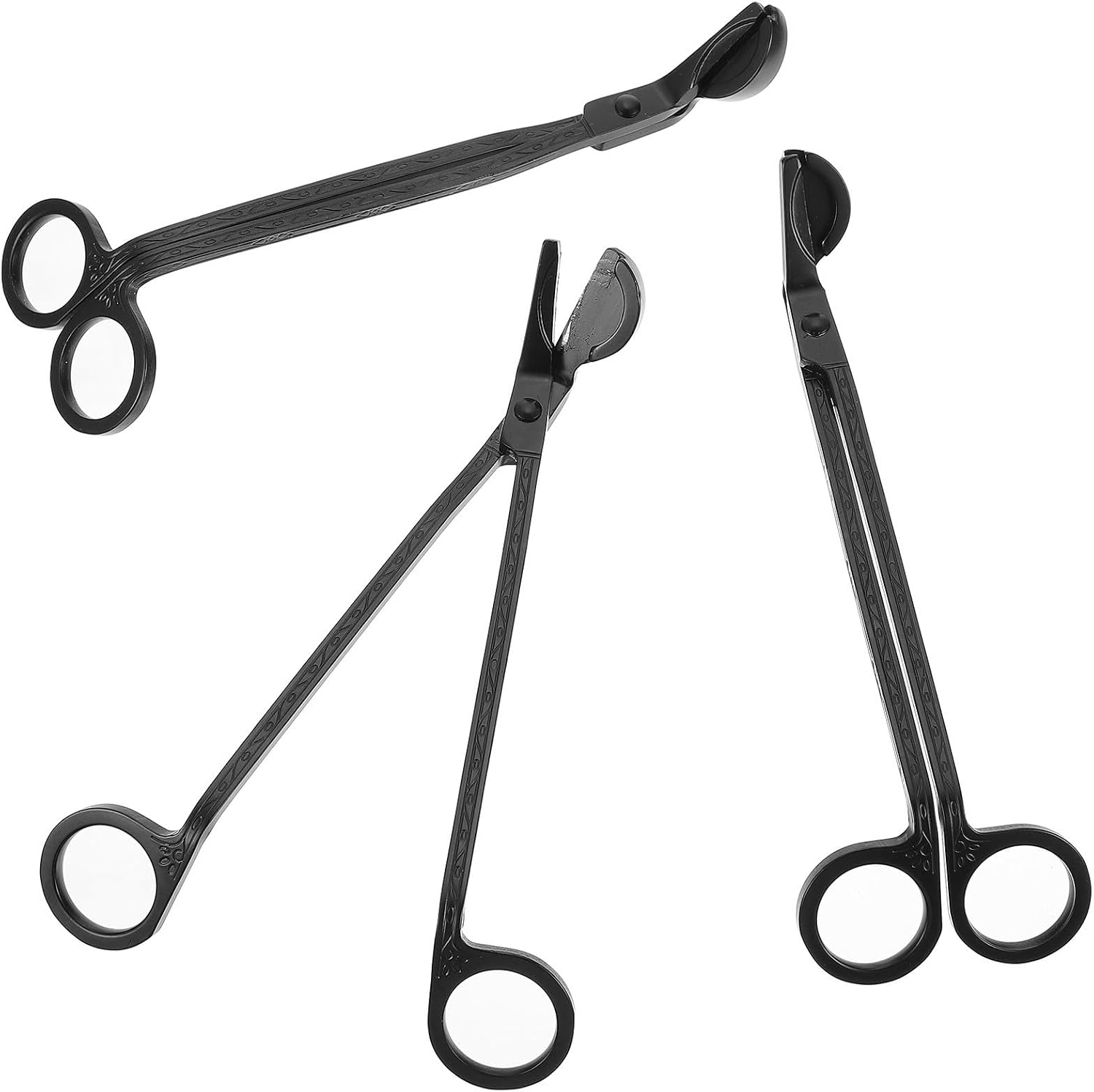 3 Pcs Candle Wick Trimmers Half round Head Stainless Steel with Black
