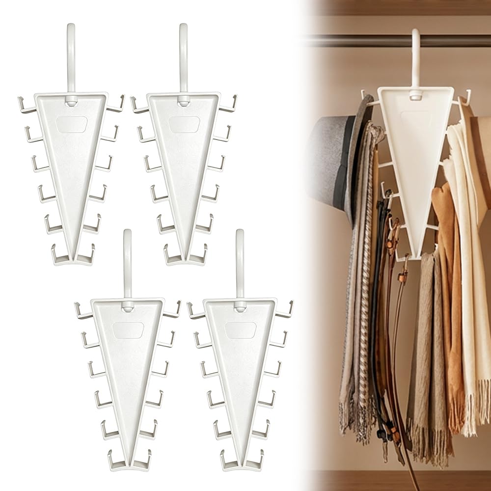 V Shaped Double-Sided Closet Organizer Hanger, 2027 Upgraded 12-Hook 360° Rotating Space Saving Vertical Storage Hanger, Multi‑Functional V‑Shaped Double‑Sided Hanger Storage Rack (4pcs)