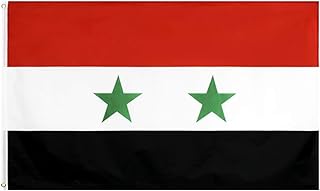 علم سوريا ستورم بوليستر 91 × 1.5 م 90 جرام مع 2 قطعة نحاسيتين وخياطة مزدوجة من ستورم فلاج