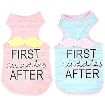 Yunison Dog Shirt 2pcs Angle Wing Summer Vest Small Dog Pet Clothes Sleeveless Dog T-Shirt Tank Top, Breathable & Soft & Comfy & Elastic L