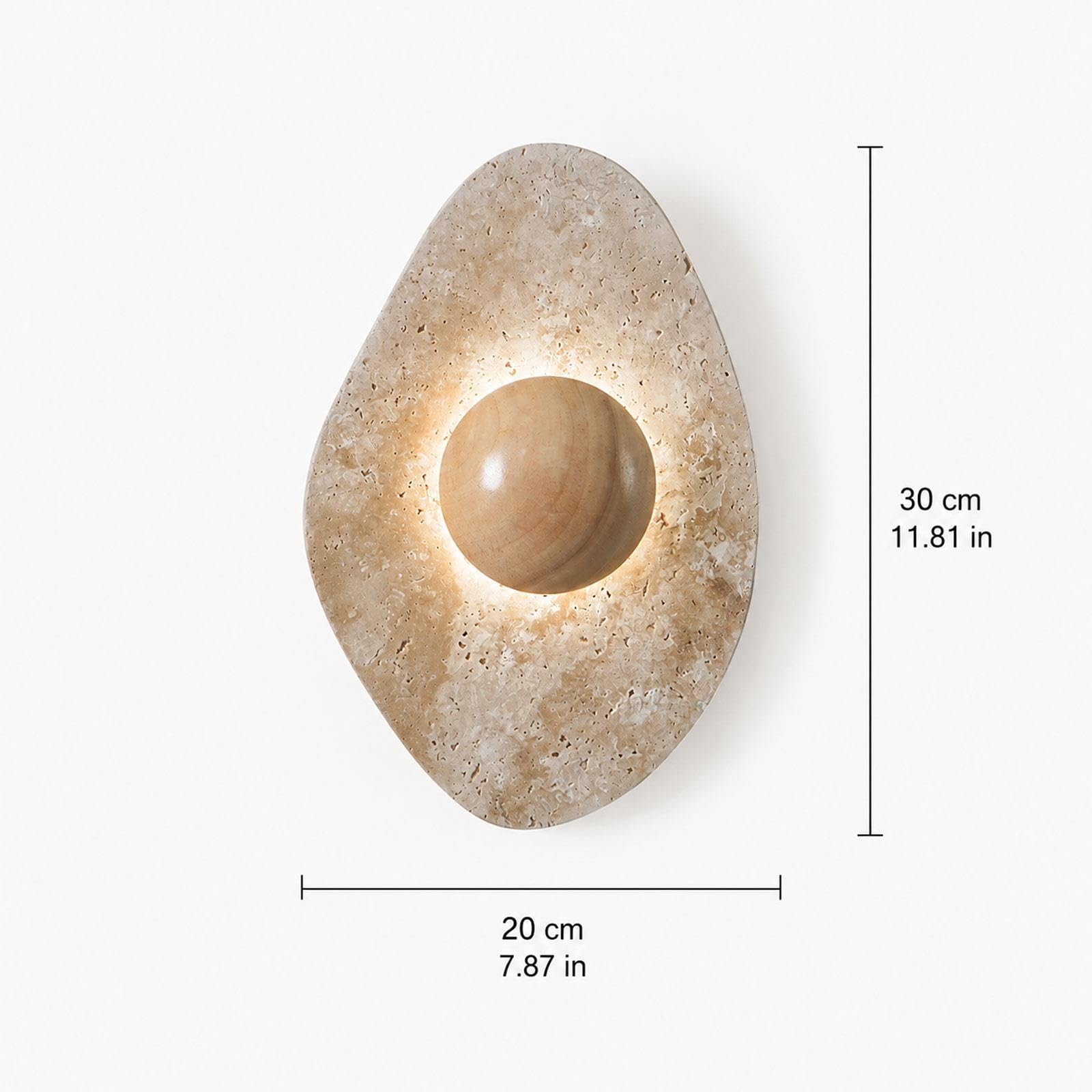 7W LED lampada muro pietra naturale, centro legno massello