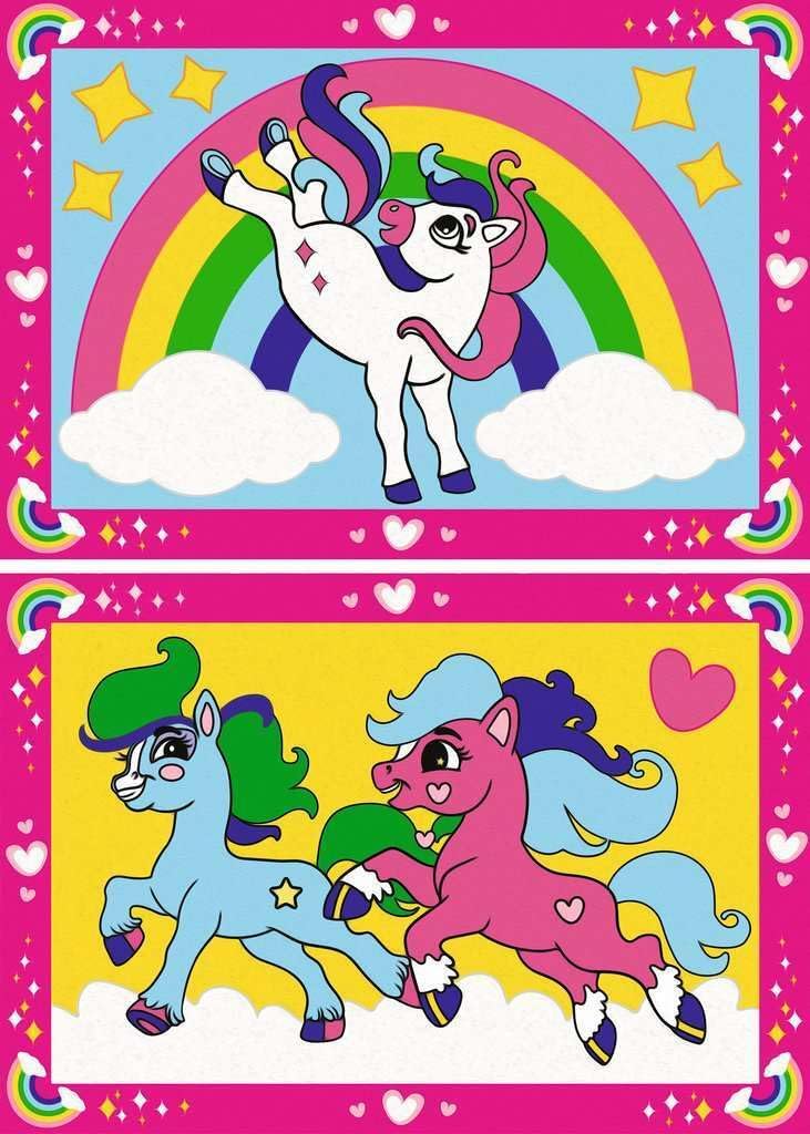Ravensburger CreArt 23983 Magic Ponies with Rainbow Painting by Numbers Horses for Children from 5 Years, Painting Set with Frame, Brush and Acrylic Paints, Gift for Girls and Boys
