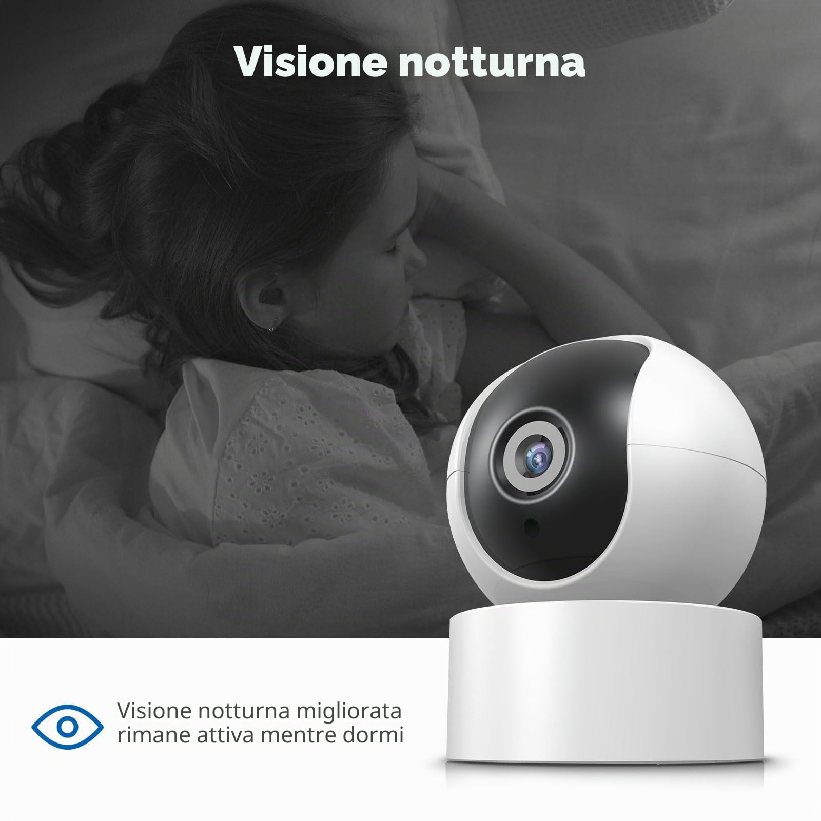 XNY Telecamera Wi-Fi Interno 2MP Tuya Smart Life, 1080P Pan/Tilt Videocamera Sorveglianza, Audio Bidirezionale, Visione Notturna, Rilevamento di Movimento, Notifica in Tempo Real