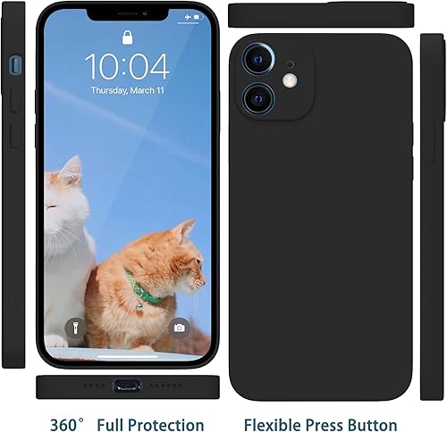 Miniatura 5 de Funda de silicona para iPhone 12, color negro, funda de silicona líquida compatible con iPhone 12, iPhone 12, funda protectora de silicona delgada,