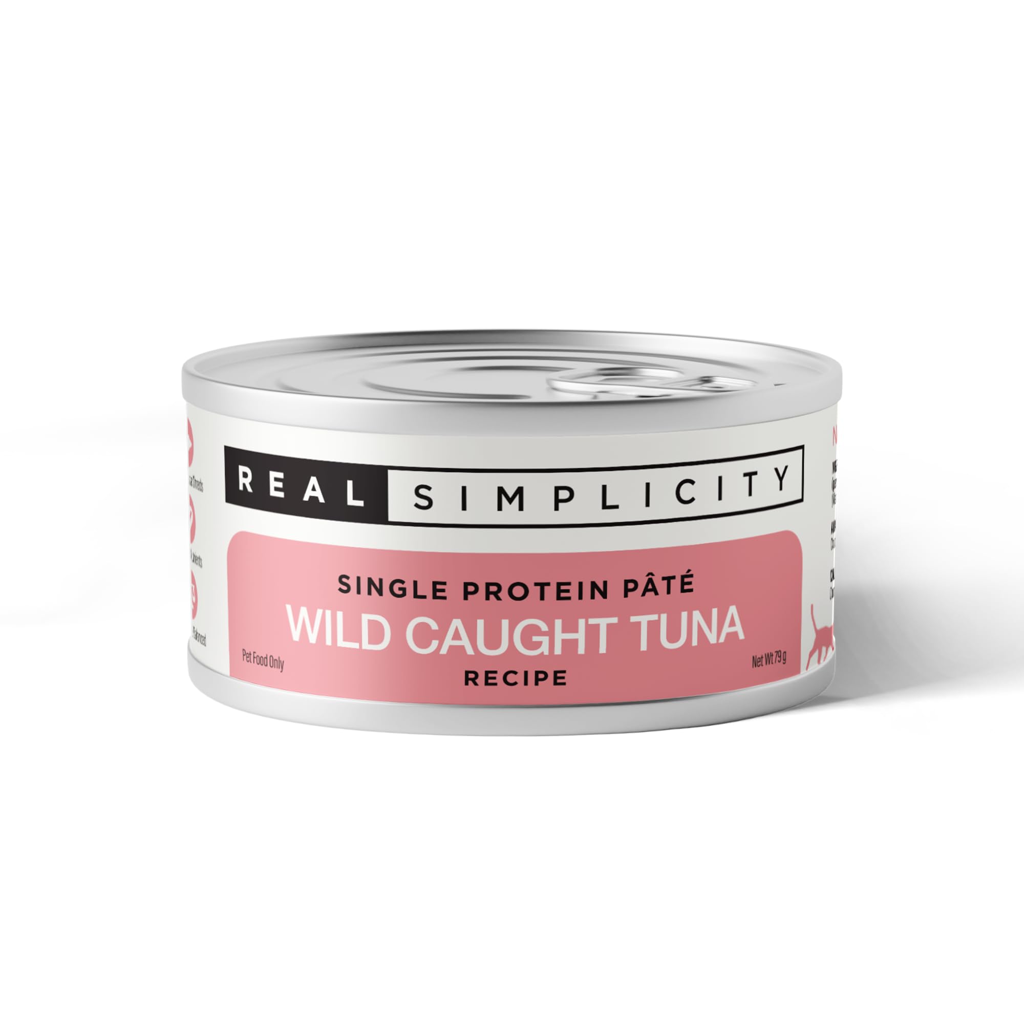 Real Simplicity Wet Cat Food Cans, Grain Free Single Protein Pate with Real Meat Shreds, Complete & Balanced, Wild Caught Tuna Recipe, Healthy Bones & Teeth, 12 x 79g