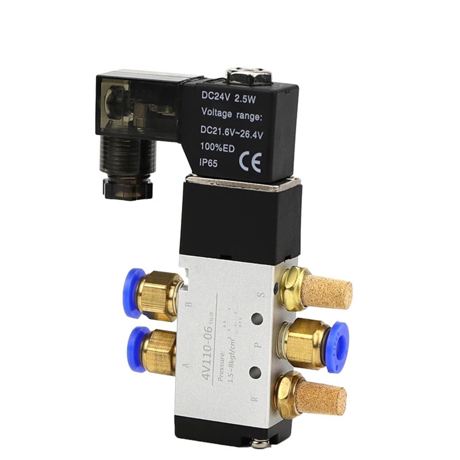Pneumatyczny zawór elektromagnetyczny 4V110-06 1/8 BSP, 5-drożny, 2 pozycje, gaz, pneumatyczny, elektrozawór magnetyczny, DC 12 V, 24 V, 110 V, 220 V, napięcie cewki (diody LED W 4 mm)