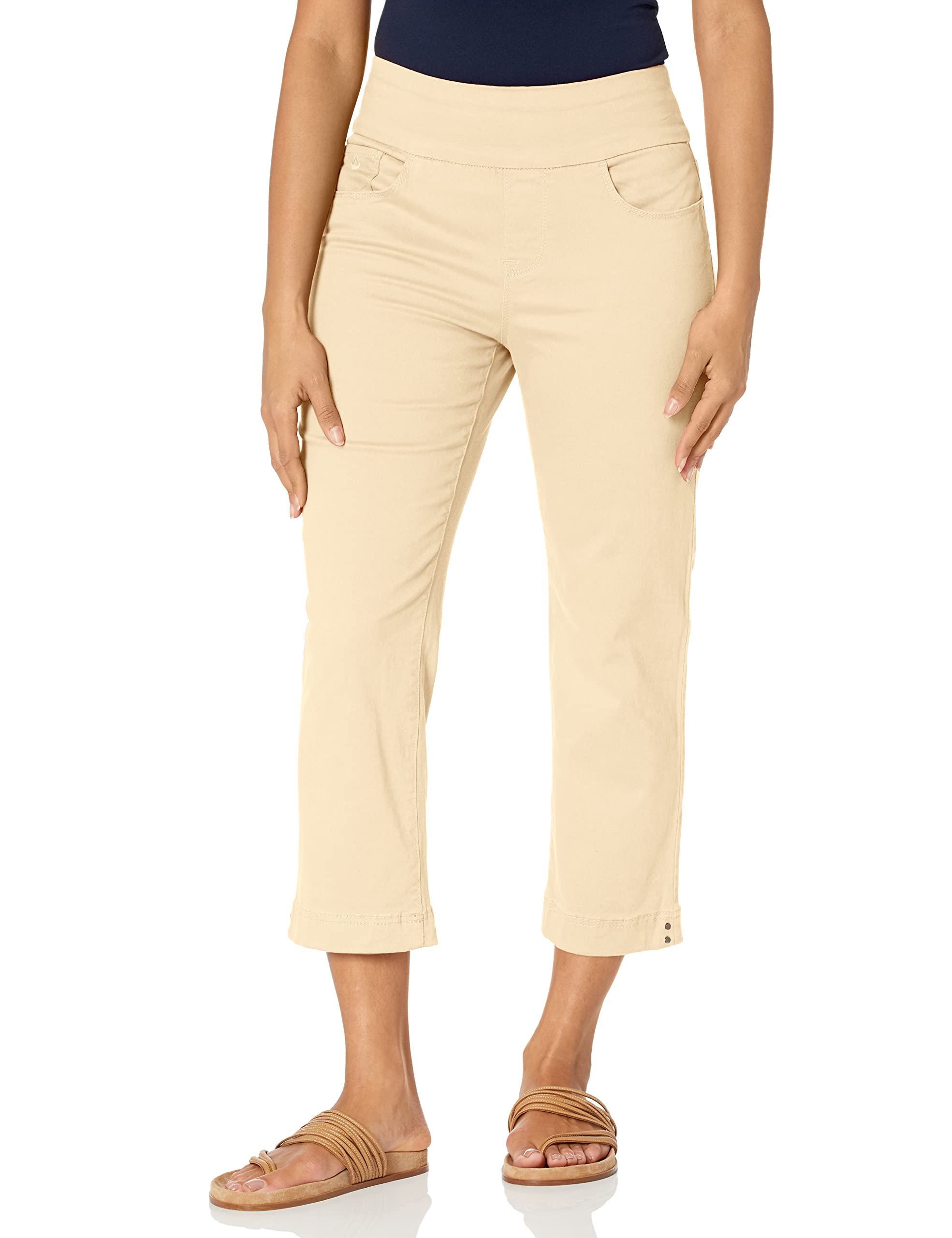 Gloria Vanderbilt Women's Amanda Pull on Capri Regular Jeans, Almond Cream, 4