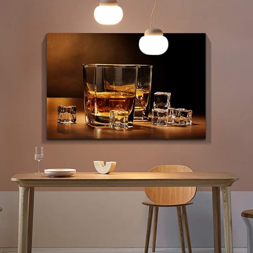 Miniatura 2 de Denozer - Impresiones en lienzo de whisky de vino, arte de pared, pinturas de bodegones de licor para cocina, bar, pub, decoración del hogar, lienzo