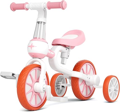 GLAF Triciclo para niños de 1 a 3 años triciclo para niños de 2 años triciclos 4 en 1 con pedal extraíble y altura ajustable del asiento Azul /