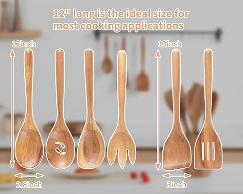 Miniatura 6 de Juego de 6 utensilios de cocina de madera con mango grueso