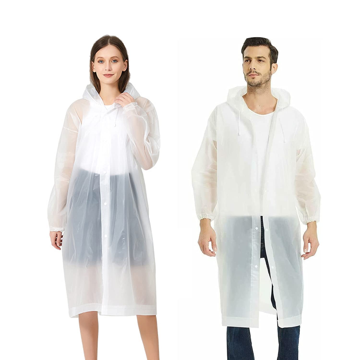 JZSRaincoat Rain Poncho for Adults, 1 Pack EVA Rain Poncho for Women and Men Reusable Raincoat Jacket Packable for Family Fishing/Travel/Emergency/with Hood and Elastic Sleeving