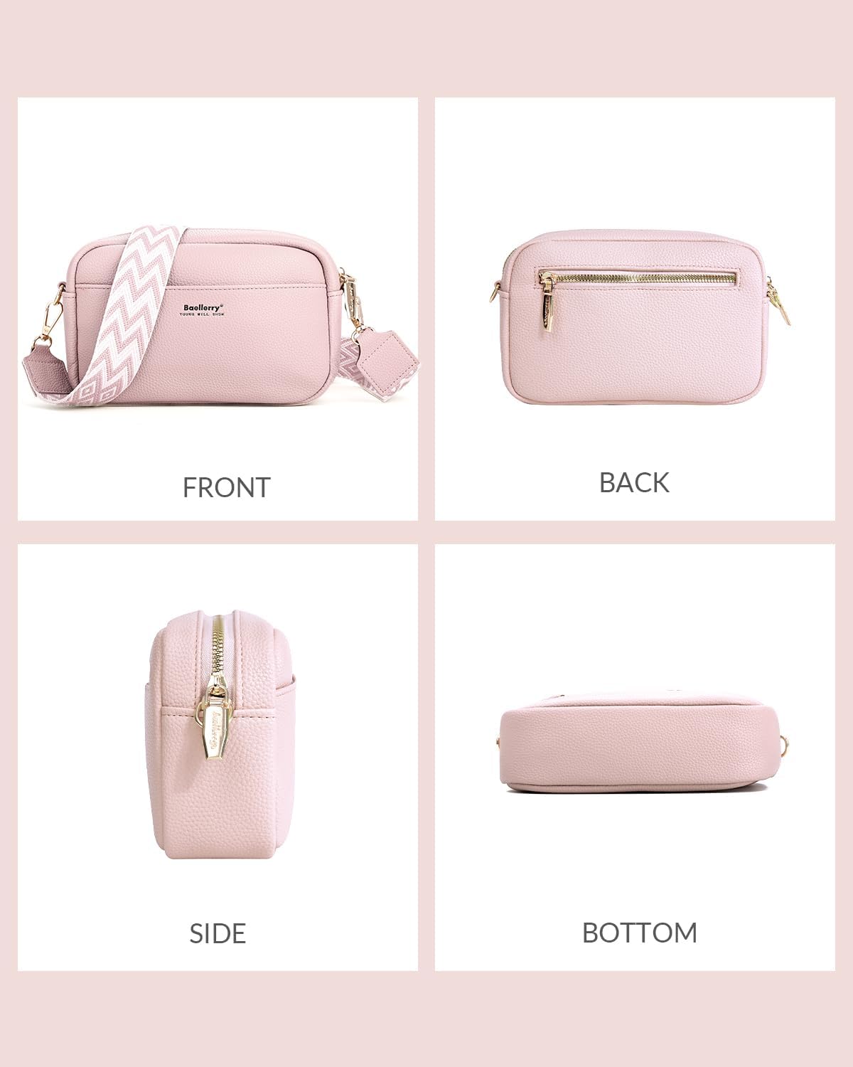 Small Boho Crossbody Bags for Women, Vegan Leather Cross Body Cell Phone Purse Shoulder Handbag with Wide Strap | Adjustable strap, Theft proof, Ideal gift, Spacious capacity, Macaron color