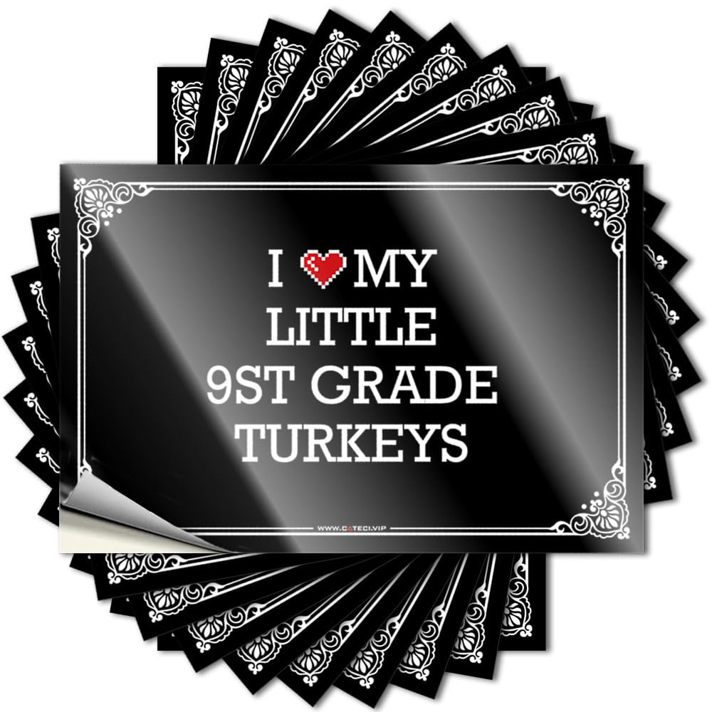 Positive, Decal Tumbler I Love My Little 9st Grade Turkeys | Earth Bath Decor(8X12CM)