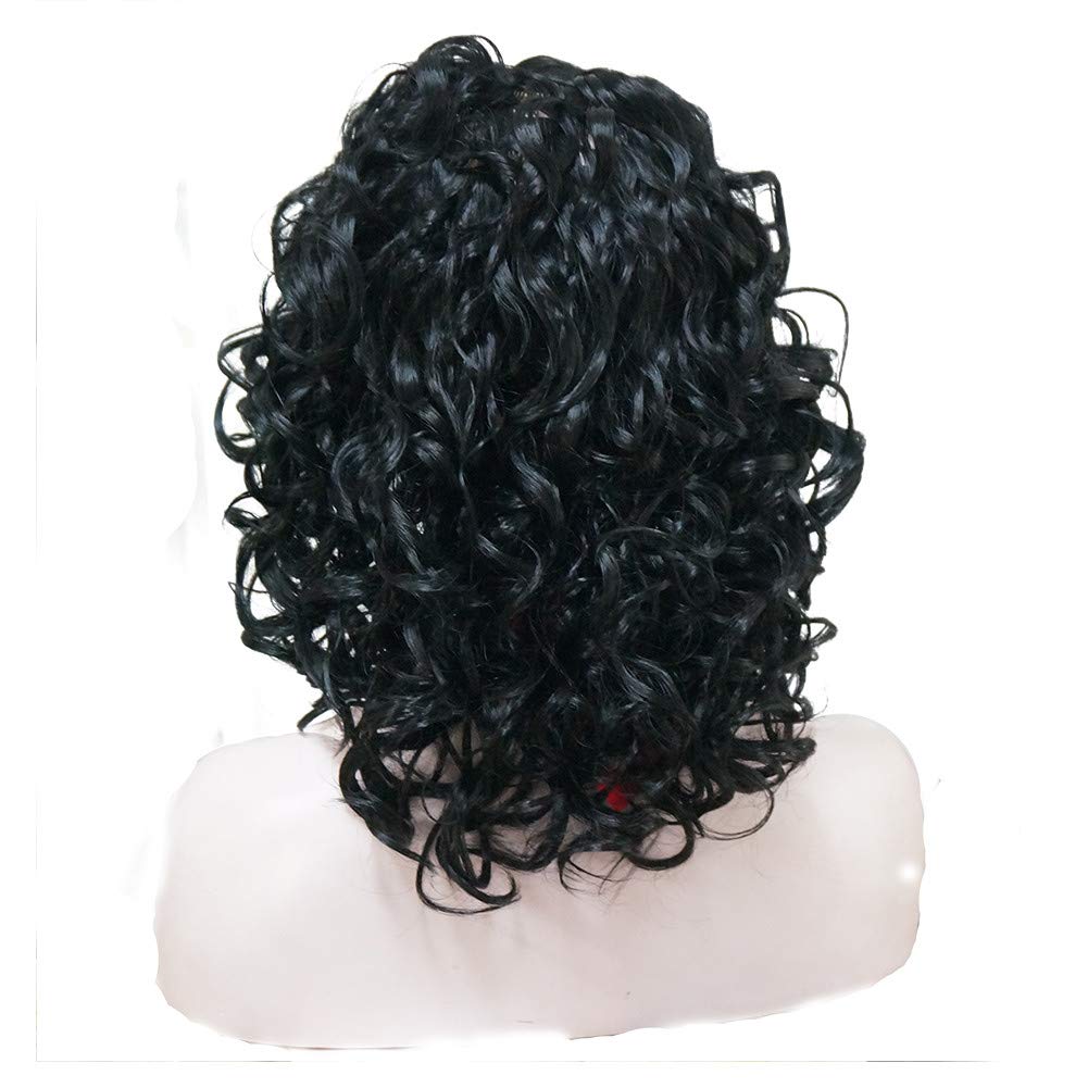Aimole Parrucca corta riccia nera da donna 3/4 mezza parrucca con fascia #1 nera