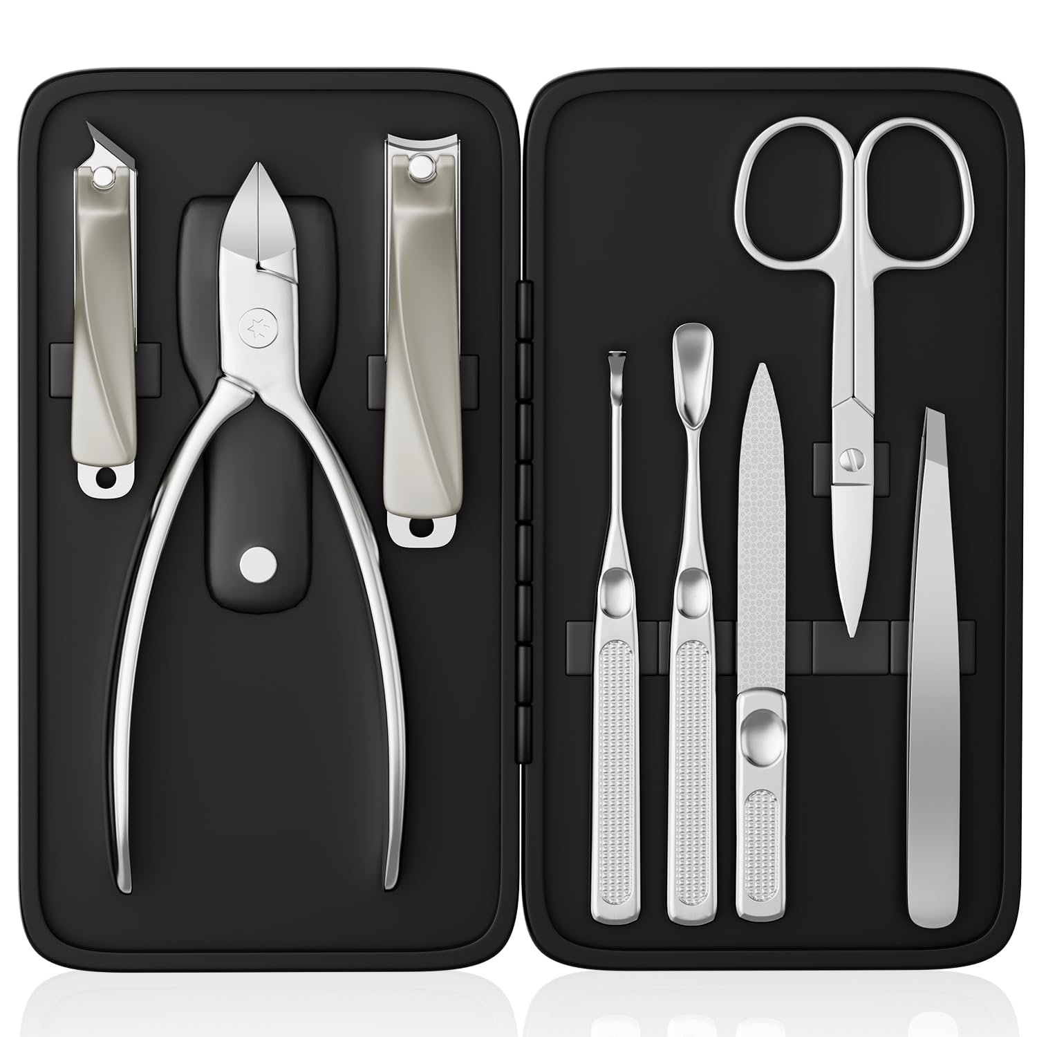 Set di manicure per la cura del chiodo di precisione Kit di pedicure Tagliaunghie in acciaio inossidabile Strumenti per la cura personale con custodia in pelle PU