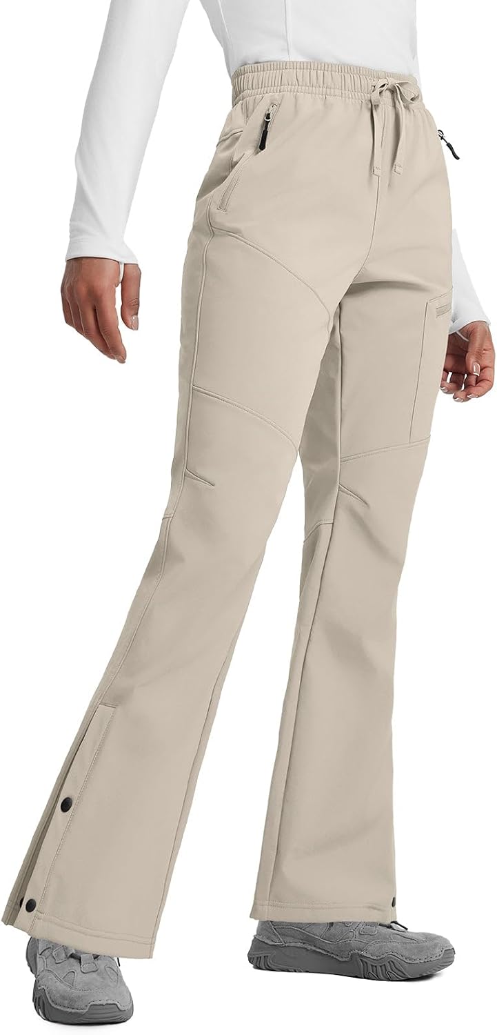 baleaf Women's Waterproof Pants Hiking Snow Fleece Lined Pockets Thermal Warm Insulated Softshell Ski