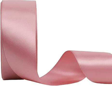 LaRibbons 1 1/2 Inch 25 Yard Double Faced Satin Ribbon,Dust Pink Satin Craft Fabric Ribbon for Gift Wrapping Floral Bouquets Wedding Party Decoration