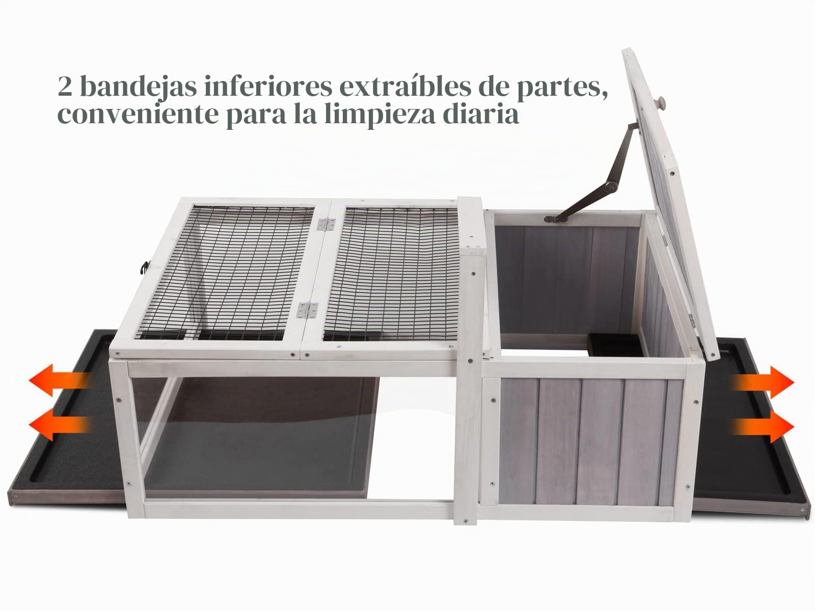Tortuga House Hábitat Box de madera para interior y exterior, recinto para tortugas de interior para animales pequeños, jaula para reptiles de exterior gris