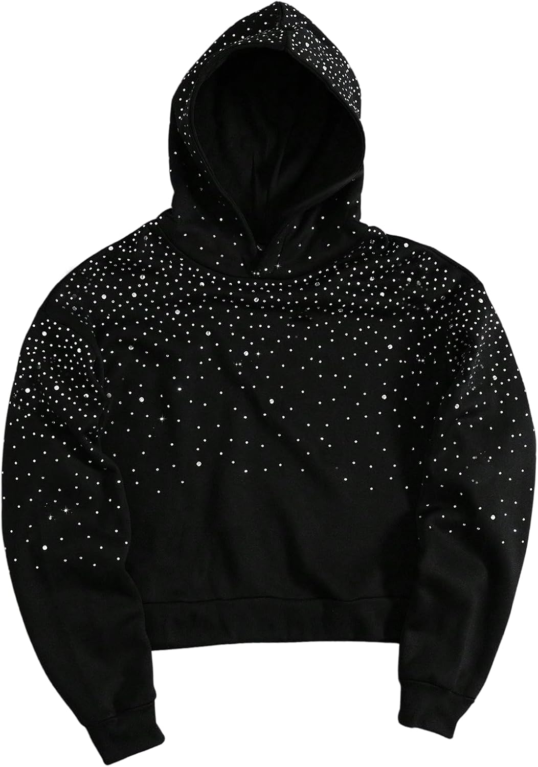 Men's Glitter Rhinestone Hoodie Long Sleeve Hooded Sweatshirts Retro Party Pullover Tops