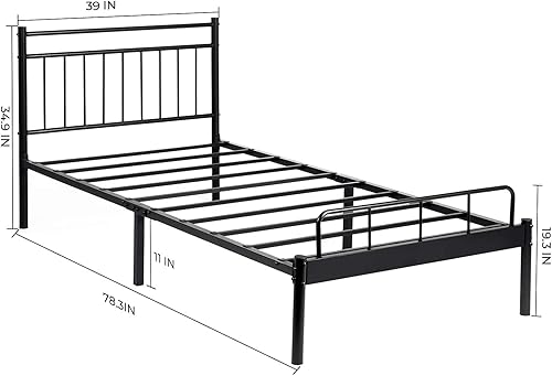 Miniatura 3 de Garden Elements Luna - Marco de cama moderno de metal con espacio de almacenamiento para niños, adolescentes, dormitorio, tamaño individual, color