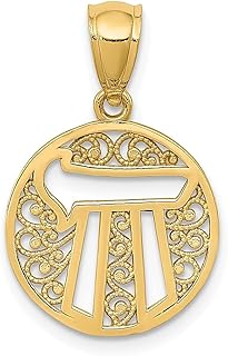 Colar com pingente de filigrana de ouro amarelo 14 k com pingente de chai religioso judaica joias finas para mulheres presentes para ela