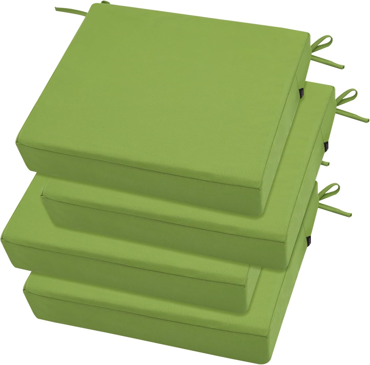 idee-home Outdoor Chair Cushions Set of 4, 18.5" x 16" x 3" Thick Outdoor Cushion Seat Cushion Waterproof Patio Furniture Cushions with Ties, Dining Chair Cushions Indoor Chair Pads Green