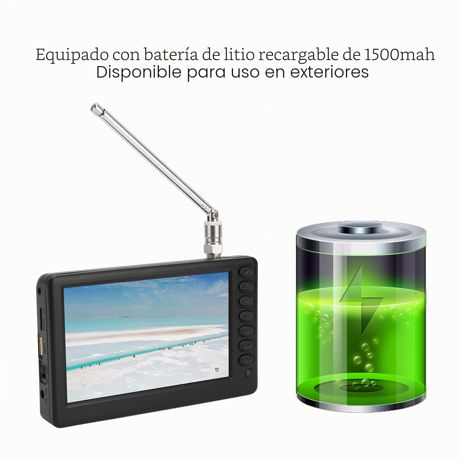 TV Digital Portátil HD de 5 Pulgadas 1080P Con Interfaz Enriquecida Y Soporte, Compatible Con TV Analógica/Digital/ATV/Radio FM, Múltiples Formatos de Video, Para Cocina, Automóvil