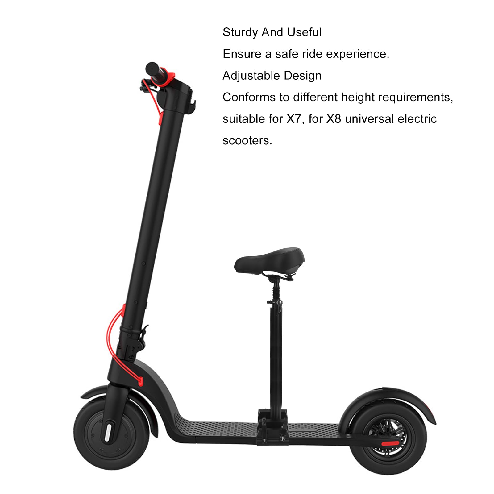 Selle de Siège de Scooter électrique Réglable, Matériau en Alliage D'aluminium et de Fer PU, Installation de Trous Compatible avec HX-X7, HX-X8