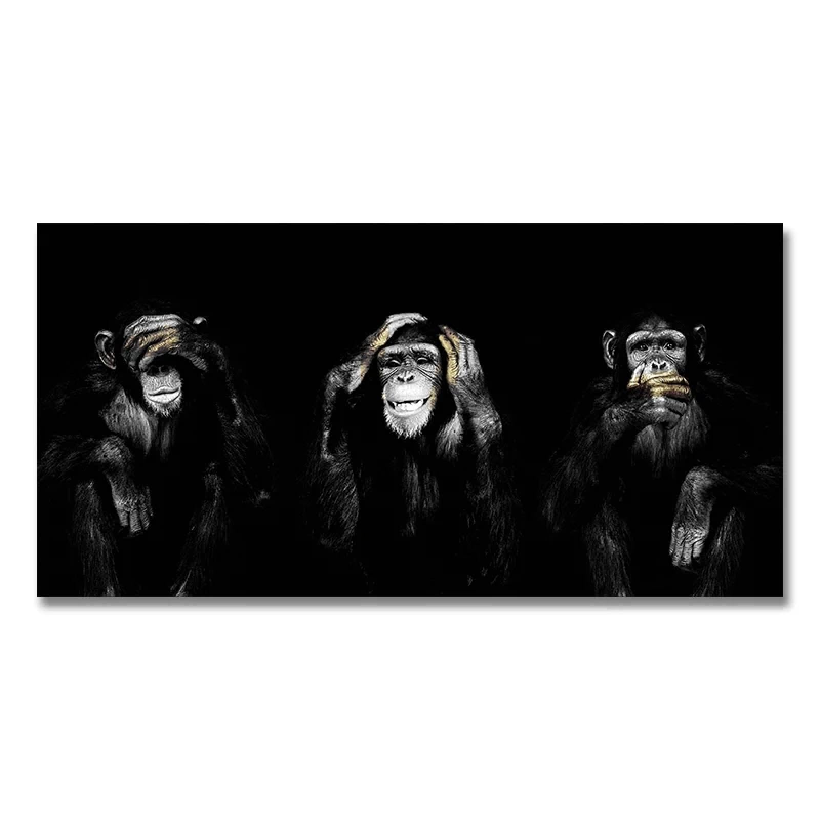 Zhadongli Art Großes Poster auf Leinwand, Tier-Wandkunst, Dark 3, lustige Affen-Poster und Drucke für Wohnzimmer, Heimdekoration, 80 x 160 cm, mit Rahmen