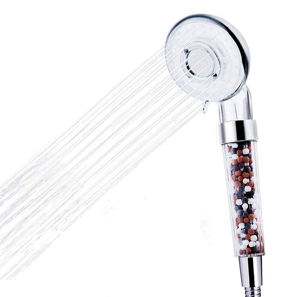 Cabezal de Ducha, Etmury Filtración Ducha de Mano con Filtro de Bola Mineral Iónico, Alcachofa de Ducha de Mano de 3 Modos Cabezal de Ducha Universal 200% de Alta Presión y Ahorro de Agua 40%