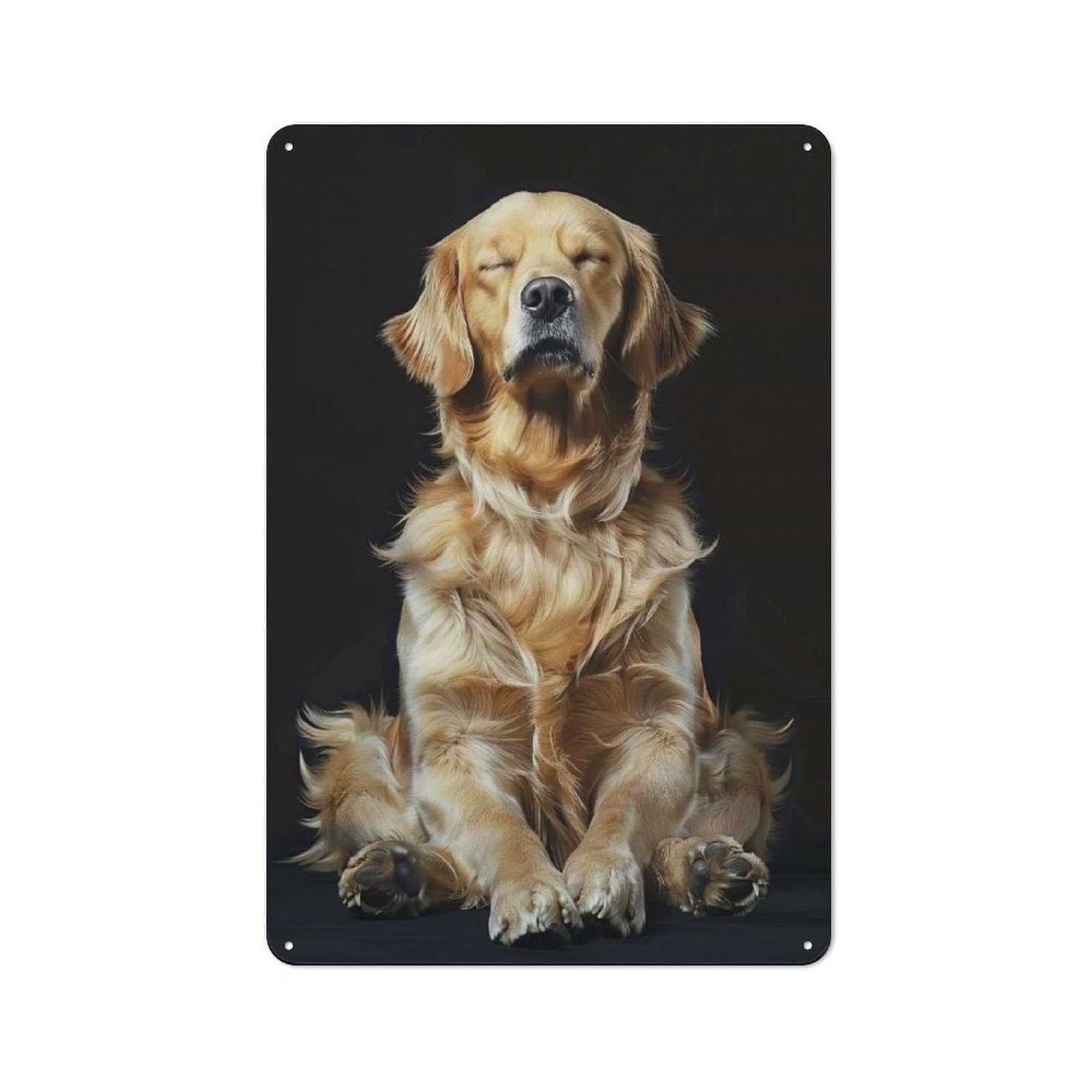 Junmoney Golden Retriever Yoga Rela Metal Wall Sign 30X20cm Featuring For Garage Or Workshop, For Vintage Wall Decor Fans, For Metal Sign Collectors