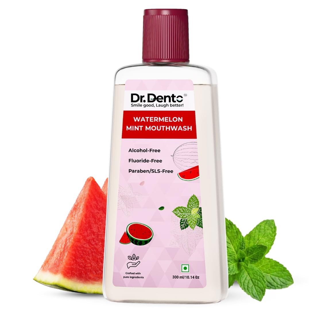 Dr.Dento Watermelon Mint Mouthwash - 300ml - Fresh Breath| No Artificial Flavors & Colors | Alcohol Free Mouth Wash for Men Women & Kids | Fights Germs (Watermelon Mint, 300ml)-image-22