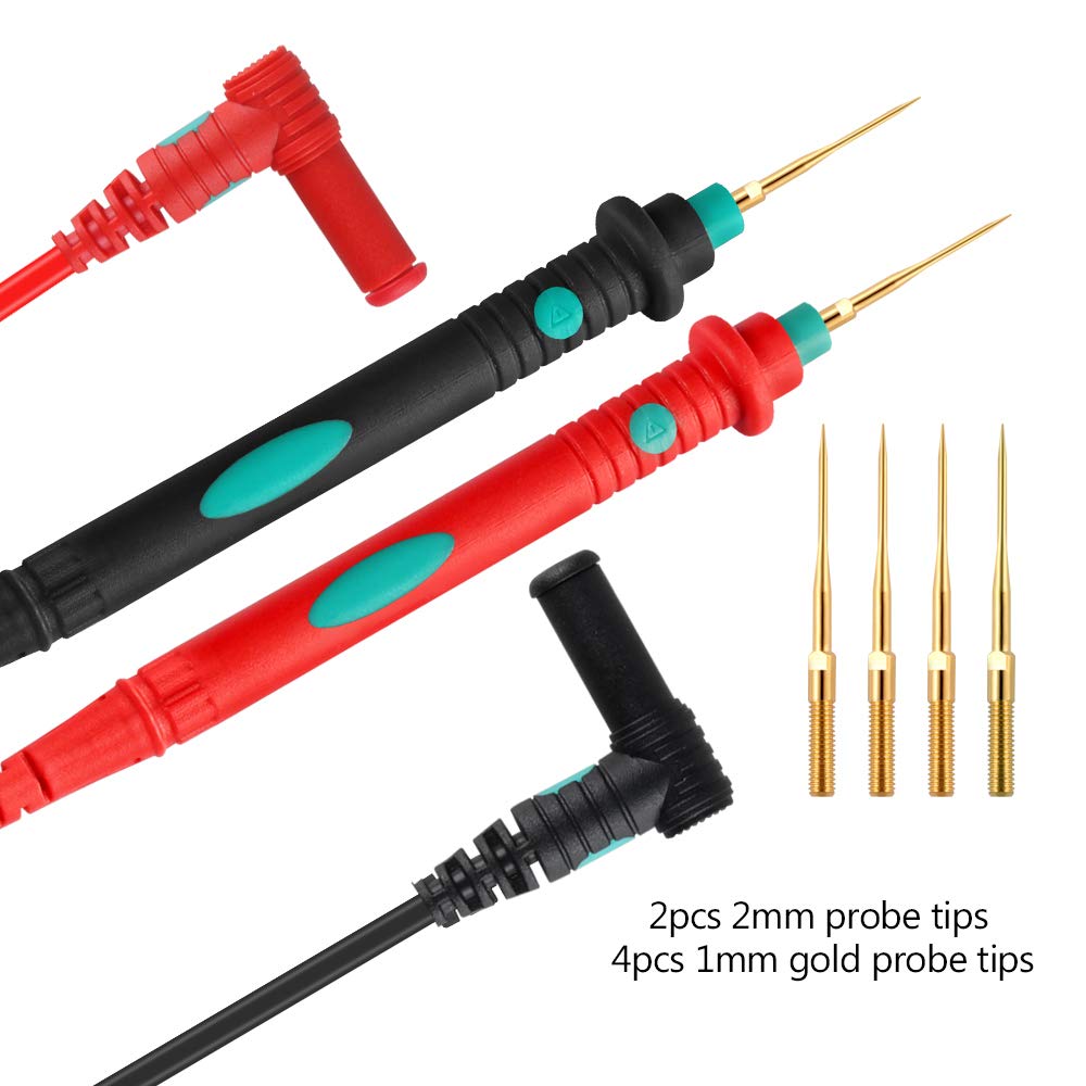 AUNEK PT1005 Kit Cavi Di Prova Per Multimetro – 1000V 10A Con Pinze A Coccodrillo E Punte Nichelate - 2