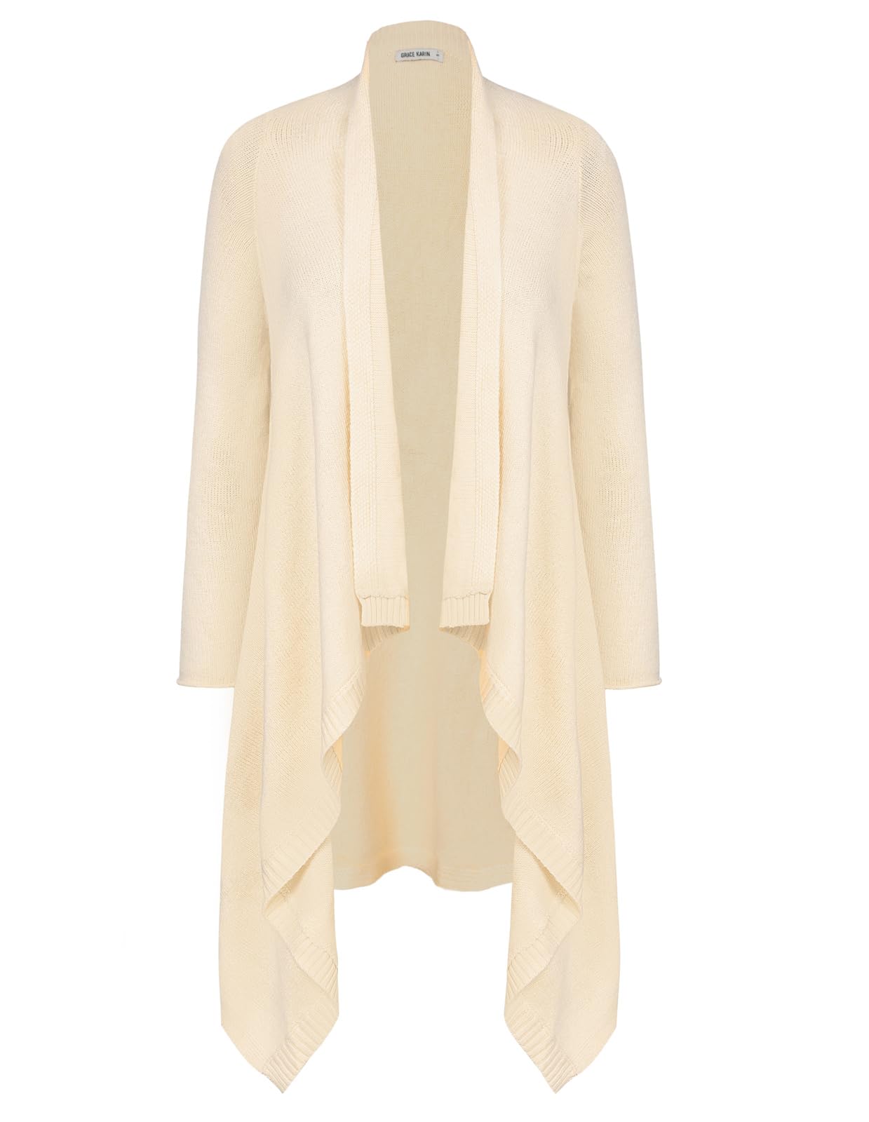 GRACE KARIN Women's Drape Front Open Cardigan Long Sleeve Irregular Hem Chunky Knit Sweaters Outwear