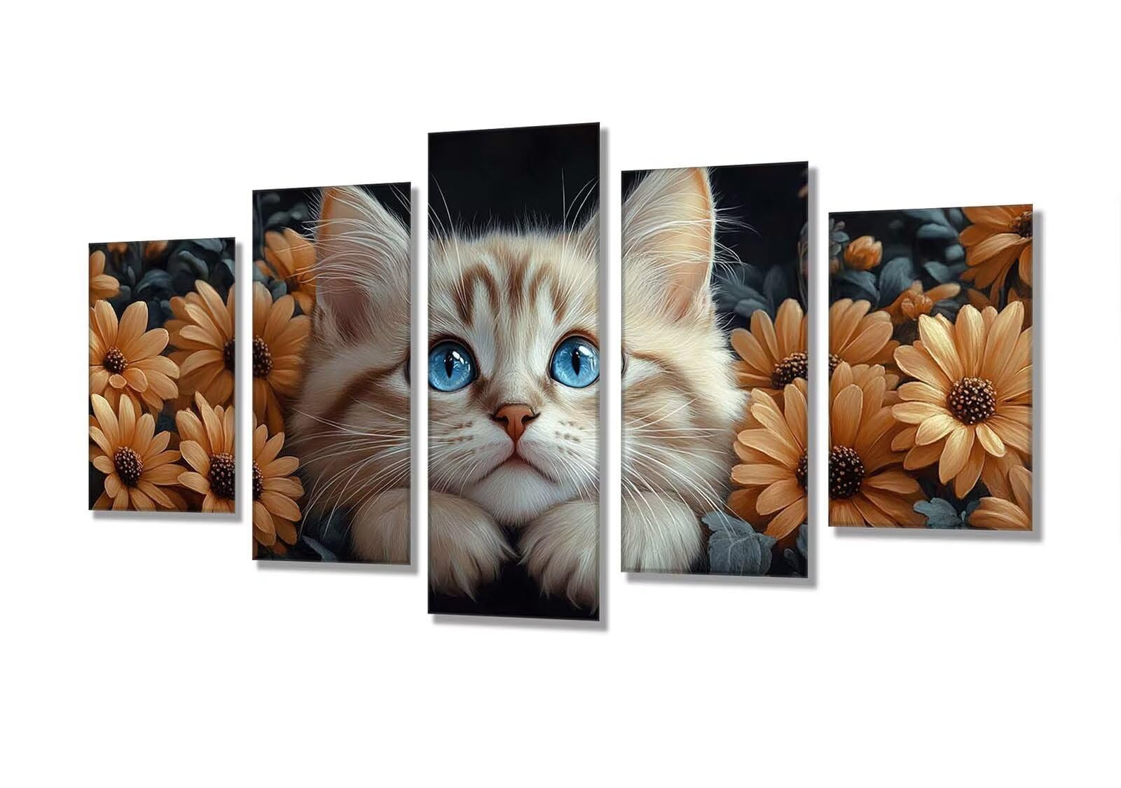 Diamentowa sztuka stokrotka kot diamentowy obraz 5 sztuk, zestawy do haftu krzyżykowego dla dorosłych, DIY, kryształowe zestawy do haftowania, rękodzieło, dla początkujących, pełne okrągłe wiercenie