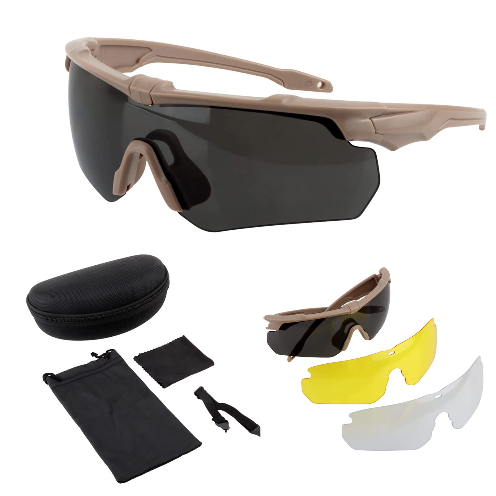 ToopMount Gafas deportivas Gafas de sol Anti-UV400 Gafas protectoras antivaho, Gafas, Gafas de conducción 3 Lentes para Hombres Mujeres Ciclismo, Senderismo, Correr