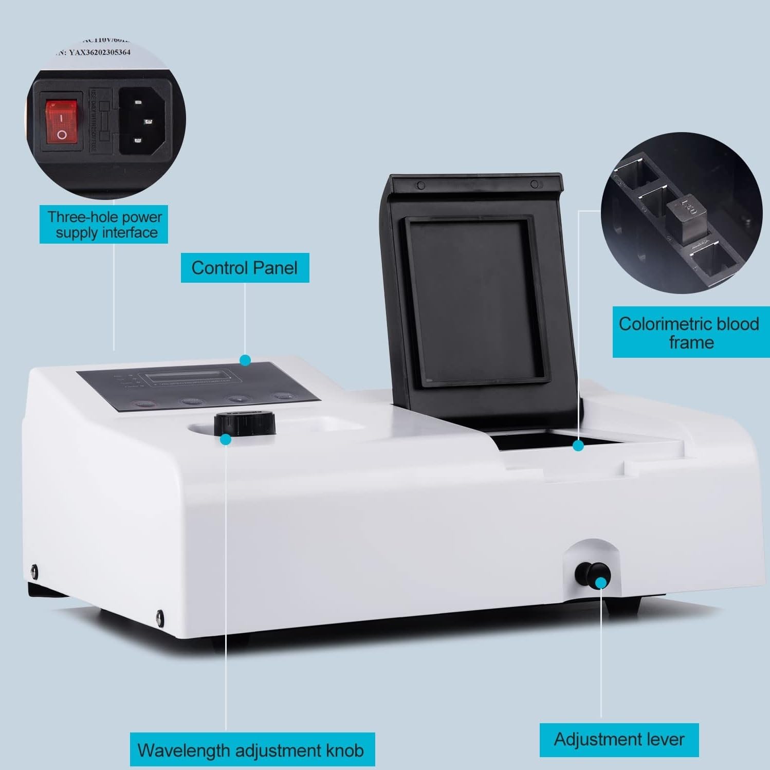 Cyfrowy laboratoryjny spektrofotometr widzialny Wyświetlacz LCD 350-1020nm