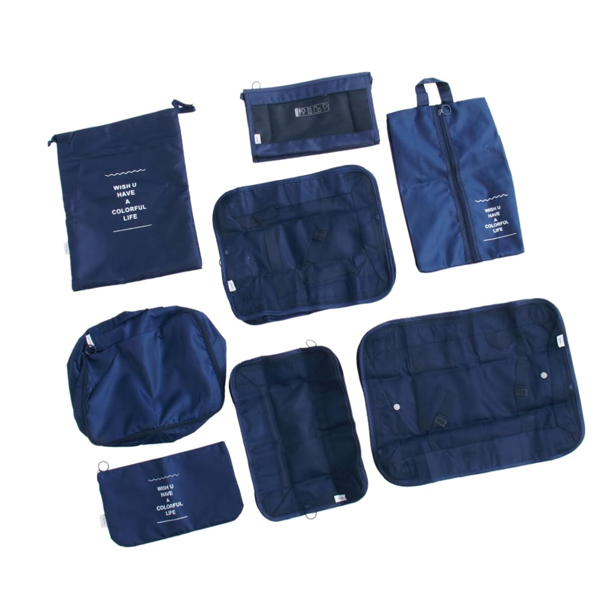 COLLBATH Set di 8 Sacchetti per Valigia da Viaggio, Salvaspazio, Impermeabili, Cerniera, Leggeri, per Organizzare Vestiti e Accessori in Valigia