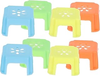 Veemoon 8 Pçs Mini Banquinho De Plástico Brinquedos De Natal Mini Boneca Mini Brinquedos Mini Banquinho De Plástico Em Miniatura Mini Banquinho De Natal Casa De Boneca Cadeira De Jardim