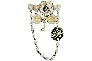 Imitation Pearl Dangle Chain CC Brooch for Women