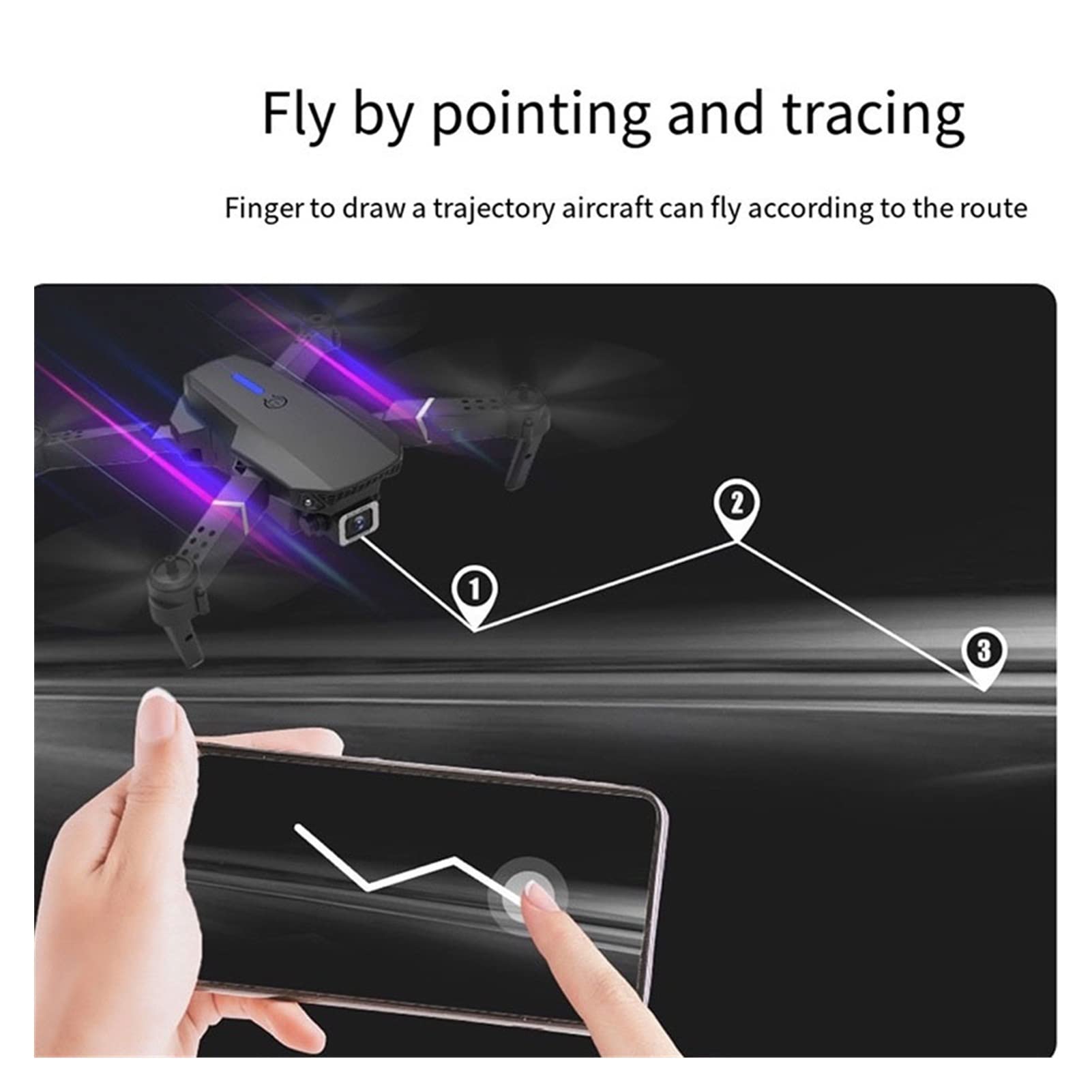 Składany dron Quadcopter Mini Drone 4K Professional HD Podwójna kamera 1080P WiFi Fotografia lotnicza Helikopter Składany quadcopter Kamera Drony Zabawki (Kolor : Brak kamery Rozmiar: 1) (1080P 2B 1)