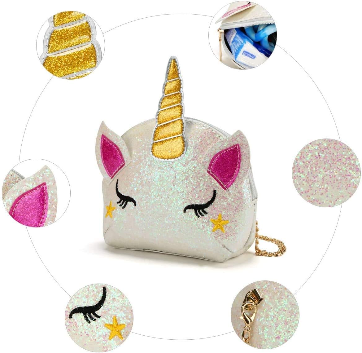 Little Girls Glitter Sequin Crossbody Purses Small Unicorn Handbag Messenger Shoulder Bag Gifts for Toddlers - Image 3
