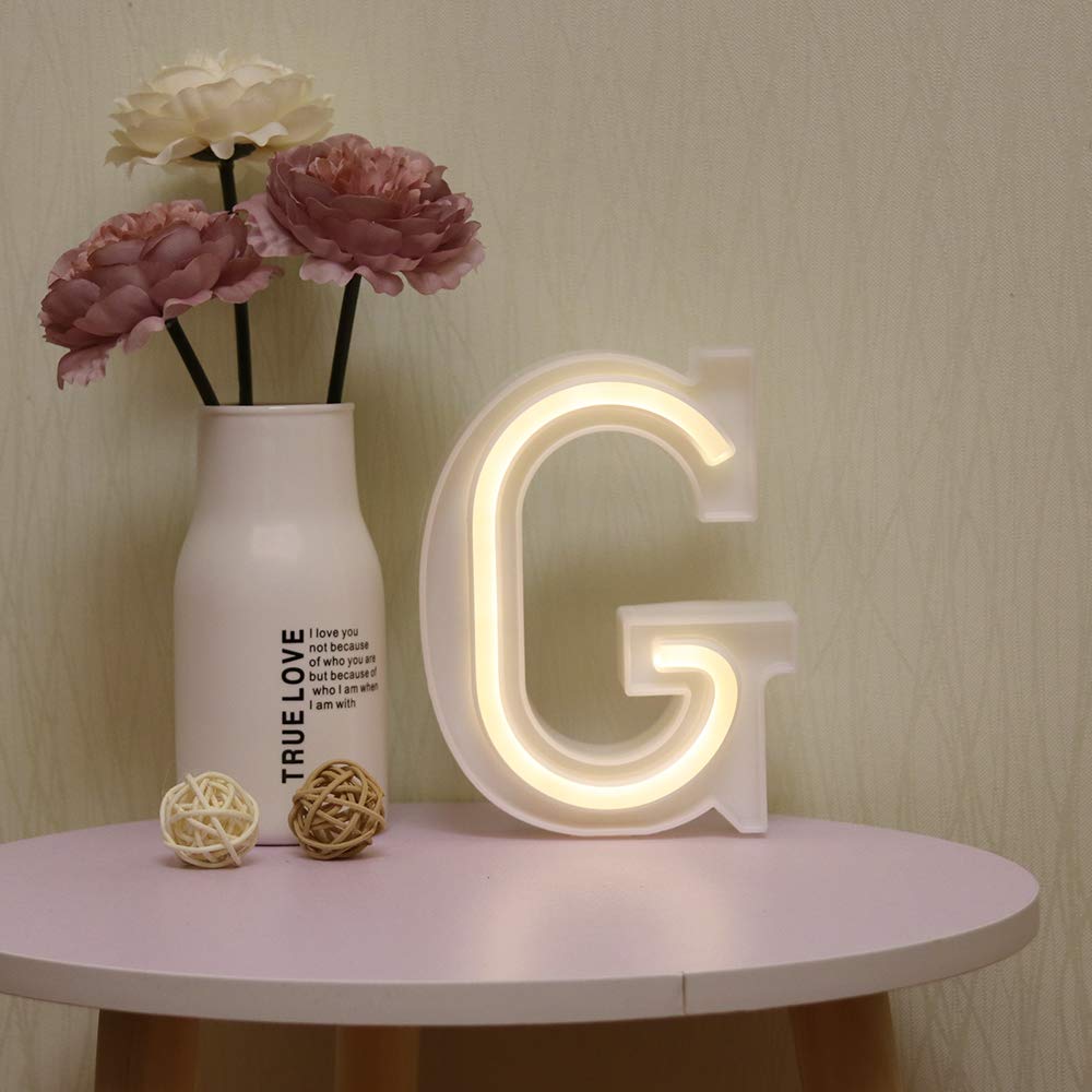 GUOCHENG LED Neon Letter Lights Alphabet Light Up Letter Sign Battery&USB Power Marquee Neon Letter Lights for Christmas Wedding Home Party Decoration G