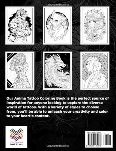 Anime Tattoo Coloring Book: Playful Manga Tattoos In Kawaii & Horror Style. 49 Ink Design Ideas For Teens And Adults. Relieve Stress And Anxiety! #TOP1