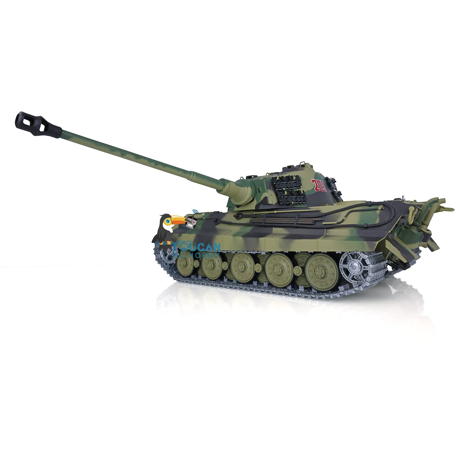 Henglong 2.4G 1/16 7.0 Tedesco King Tiger RC Tank 3888A Metal Track Barrel Recoil Adult Hobby