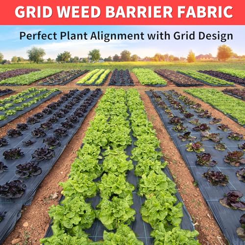 Image of 3ft x 300ft Landscape Fabric -Heavy Duty Weed Barrier Fabric for Landscaping, Weed Blocker Cloth,Geotextile Fabric for Garden, Driveway & Ground Cover, Garden Weed Mats,Grid Design