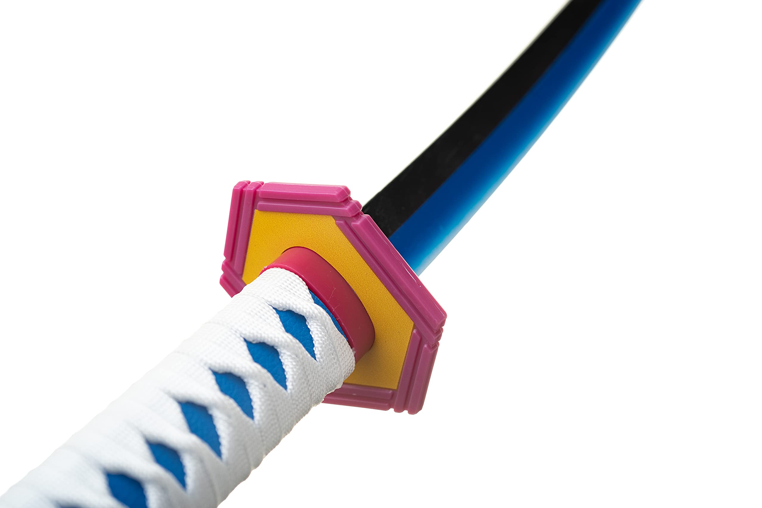 Demon Sword Katana Holz (Tomioka Giyuu) Set mit Gürtel und Ständer 102 cm Blau-schwarzes Bambus-Samuraischwert (stumpf) – Anime-Cosplay-Kostümwaffe