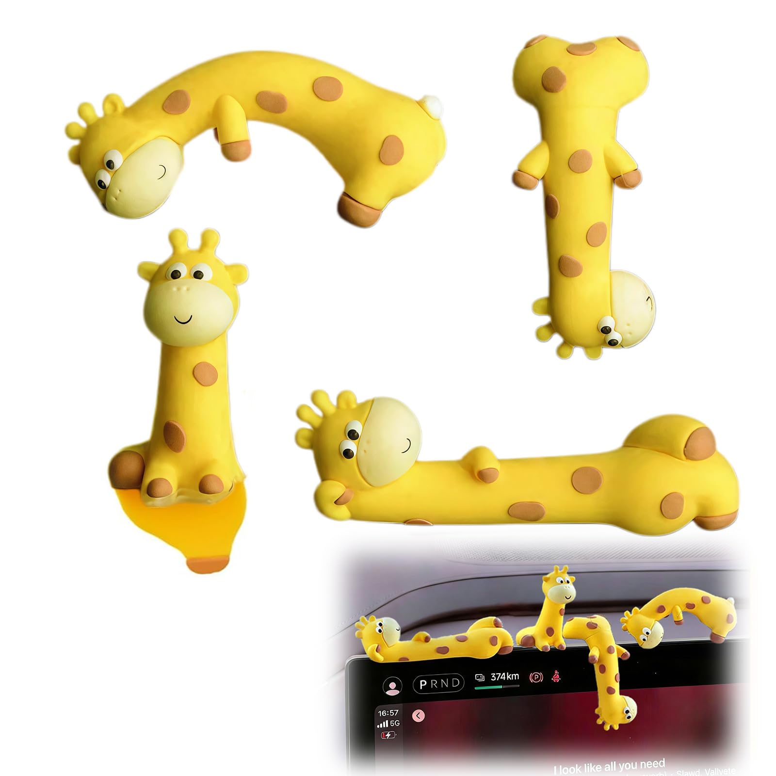 4PCS Mini Resin Giraffe Figurines Set, Adorable Desk Decorations and Cute Desk Accessories for Office Desk, Computer Monitor, Car Dashboard, Shelf, Indoor Festival Decor, Collectible Animal Ornaments